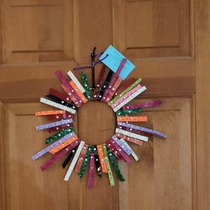 NEW! Handmade Genuine Ostrich Leather Mid Century Modern Colorful Double Wreath